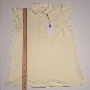 NWT Lady Hagen Women's Jacquard Sleeveless Polo Shirt Yellow Size L (G1)